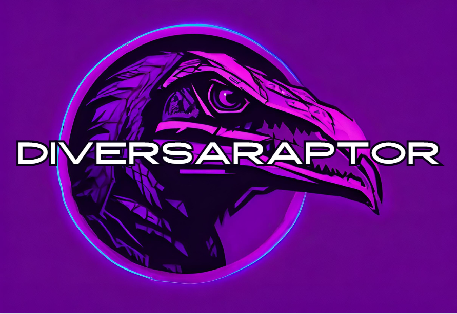 (Don't ask me what this company does) purple raptor with text that reads "diversaraptor"